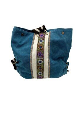 Unbranded Blue Fabric Backpack With Decorations